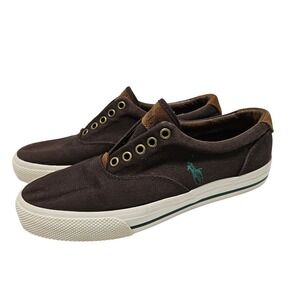 Polo Ralph Lauren Vaughn Canvas Shoes Men's 7.5D Brown Pony Needs Laces VGUC